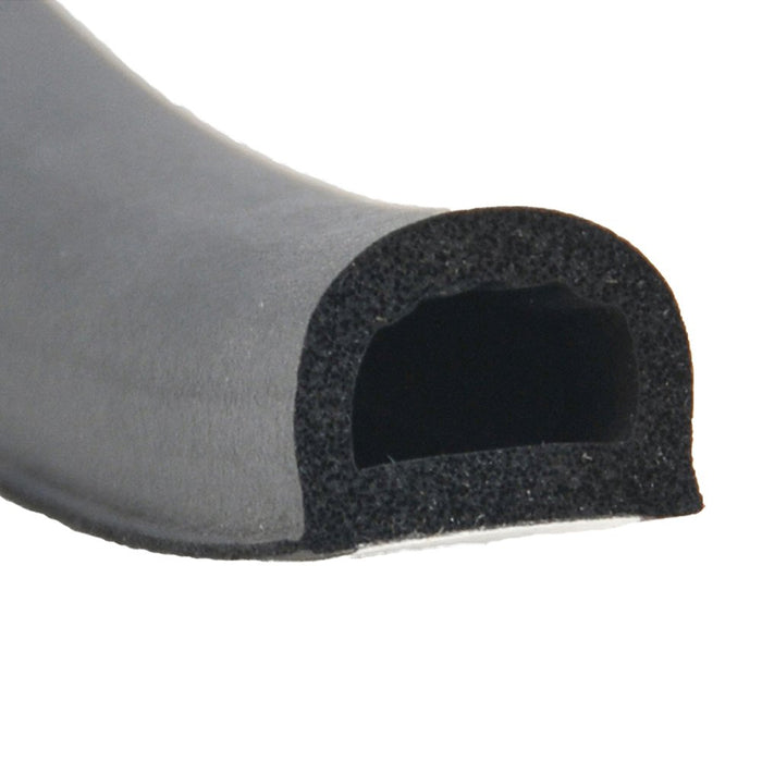 Black Foam RV Slide-Out D Seal PSA Tape Cross-Section Detail - AP Products 018-318 | United RV Parts