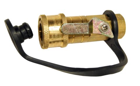 Brass LP Gas Quick Disconnect Coupler with Protective Cap - Side Angle | United RV Parts