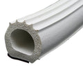White Foam Ribbed D Seal with Tape - Cross Section View | United RV Parts