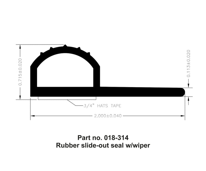 AP Products 018-314 Slide Out Seal - Technical Diagram with Dimensions | United RV Parts