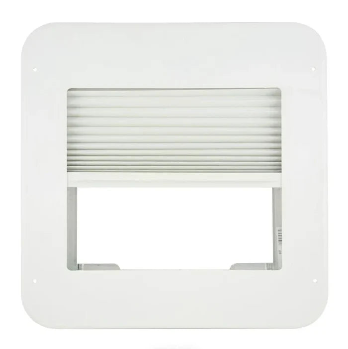 White RV Roof Vent Shade Assembly 015-201612 - Open Position Front View | United RV Parts