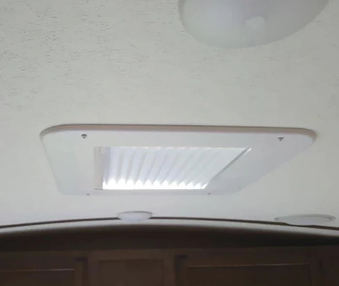 White RV Roof Vent Shade - Installed RV Interior Ceiling View | United RV Parts