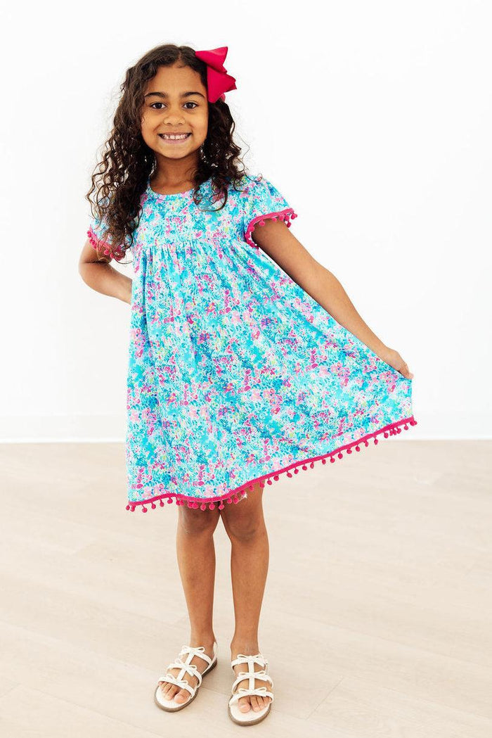 Aqua Garden Pom Pom Dress-Mila & Rose ®