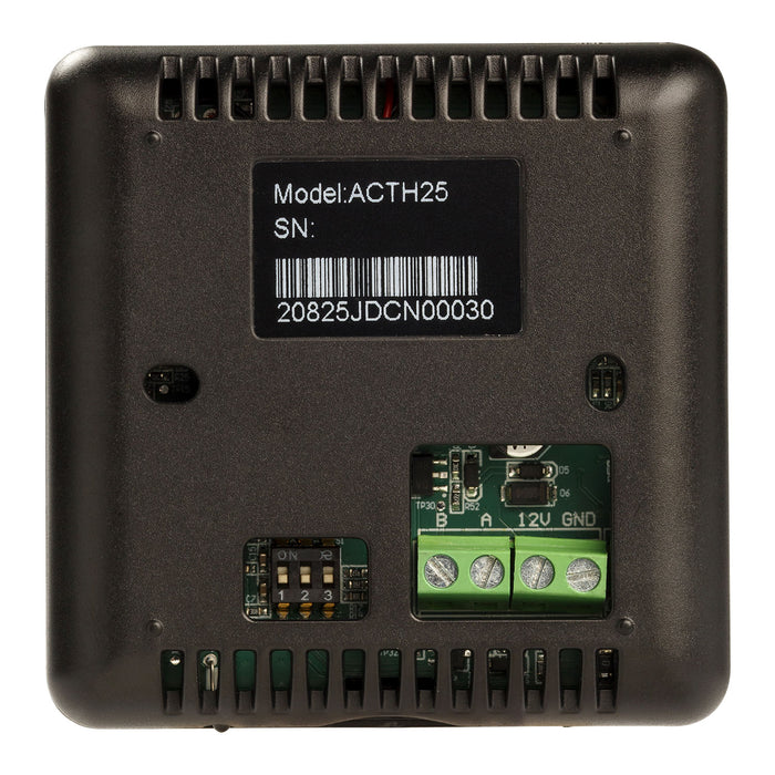 ASA Electronics ACTH25 RV Thermostat - Rear View Showing 12V Wiring Terminals and Model Label | United RV Parts