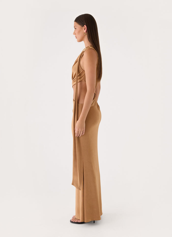 Aurene Maxi Jersey Dress - Gold