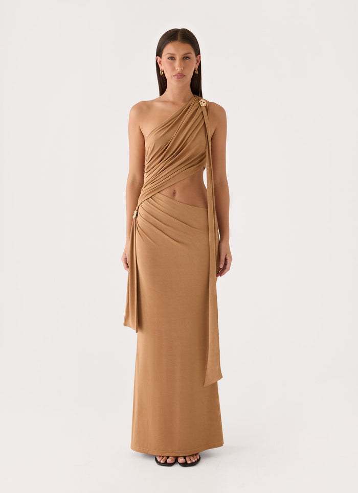 Aurene Maxi Jersey Dress - Gold