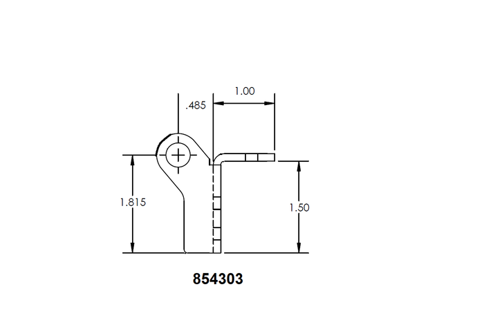 BAL 854303 Roller Specifications Drawing - Side Profile | United RV Parts