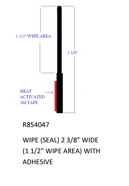 BAL Norco R854047 3 Inch Slide-Out Wipe Seal Diagram with Adhesive | United RV Parts