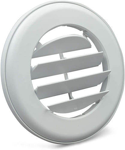 White Plastic RV Ceiling Duct Vent 94270 Open Louvers - Angled Front View | United RV Parts
