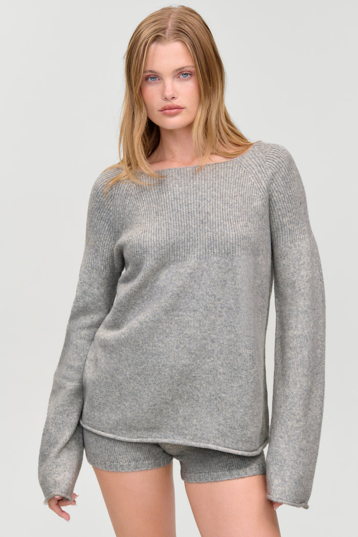 Beau Oversized Brushed Knit Sweater - Fog