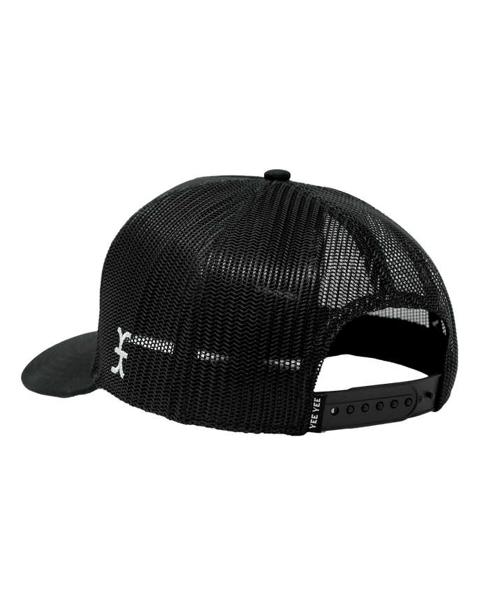 Dark gray cap with a leather strap on a white background