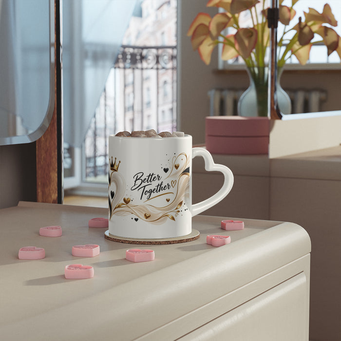Black & Gold Heart Mug — Romantic Crowned Hearts Coffee Cup