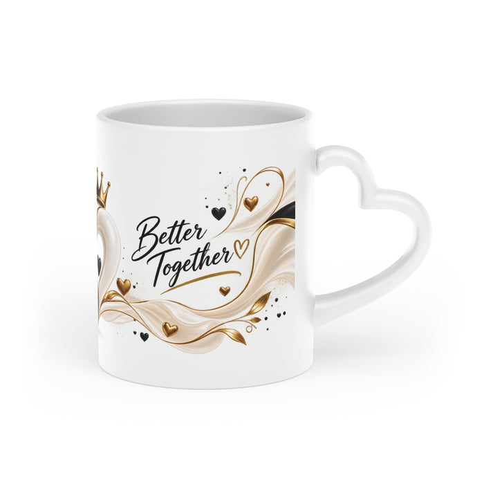 Black & Gold Heart Mug — Romantic Crowned Hearts Coffee Cup