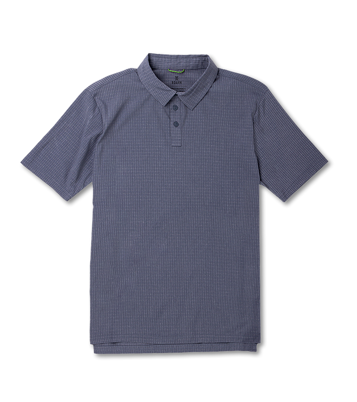 Close-up view of a stylish active shirt featuring detailed sleeves, collar, and buttons, perfect for adventure and travel by Roark.