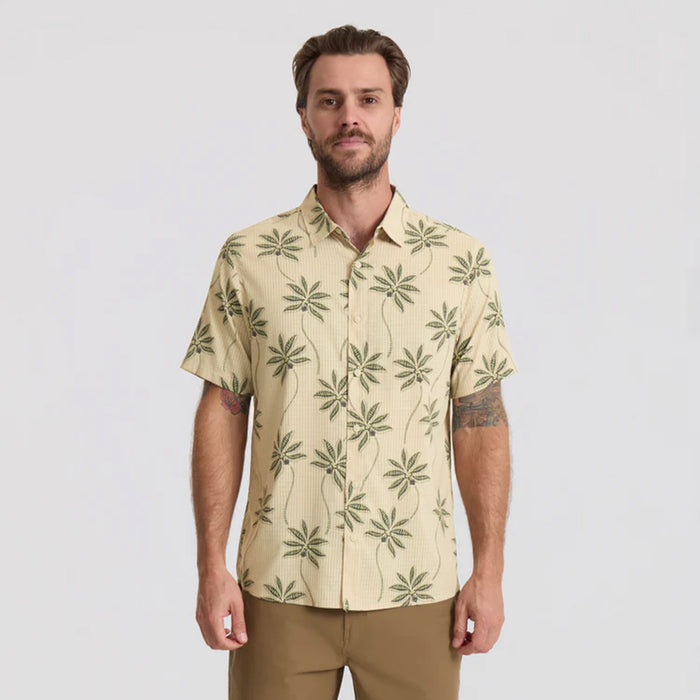 Hemp fabric detail showing the texture and button of an eco-friendly Roark garment designed for adventure and travel.