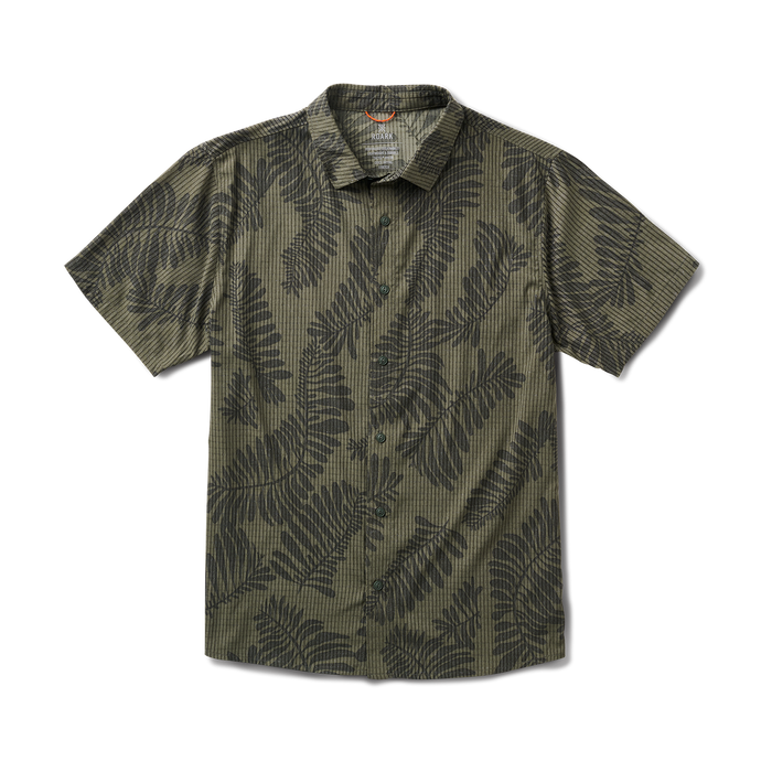 Active shirt featuring a unique textile pattern with detailed collar and sleeve design, ideal for adventure and travel.