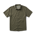 Close-up view of a versatile Roark adventure shirt featuring a collar, buttons, and designed for outdoor wear.