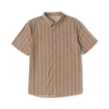Bless Up Breathable Stretch Shirt in mushroom tan with vertical stripe pattern, displayed flat lay against white background