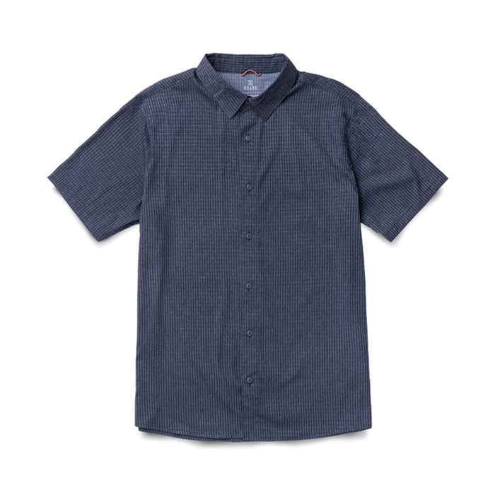 Close-up of a stylish active shirt featuring detailed sleeve, collar, and button design, ideal for adventure and travel.