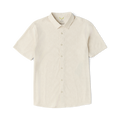 Bless Up Breathable Stretch Shirt in sand color with short sleeves and button-front closure, displayed flat lay on white background