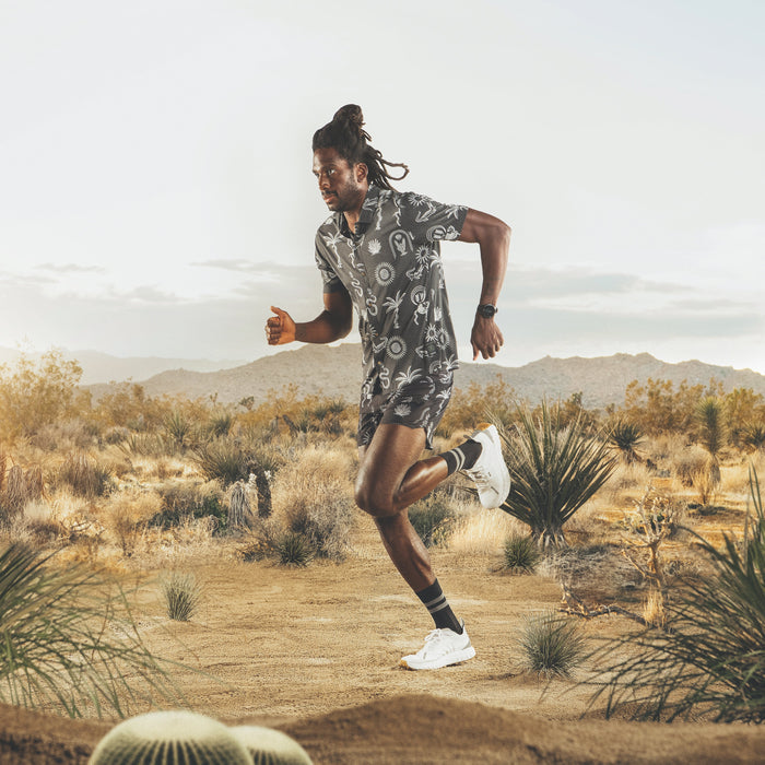 Front: The Bless Up Trail Shirt - style and performance combined.