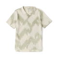 Bless Up Trail Button Up Shirt in sand with sage green diamond pattern, flat lay on white background