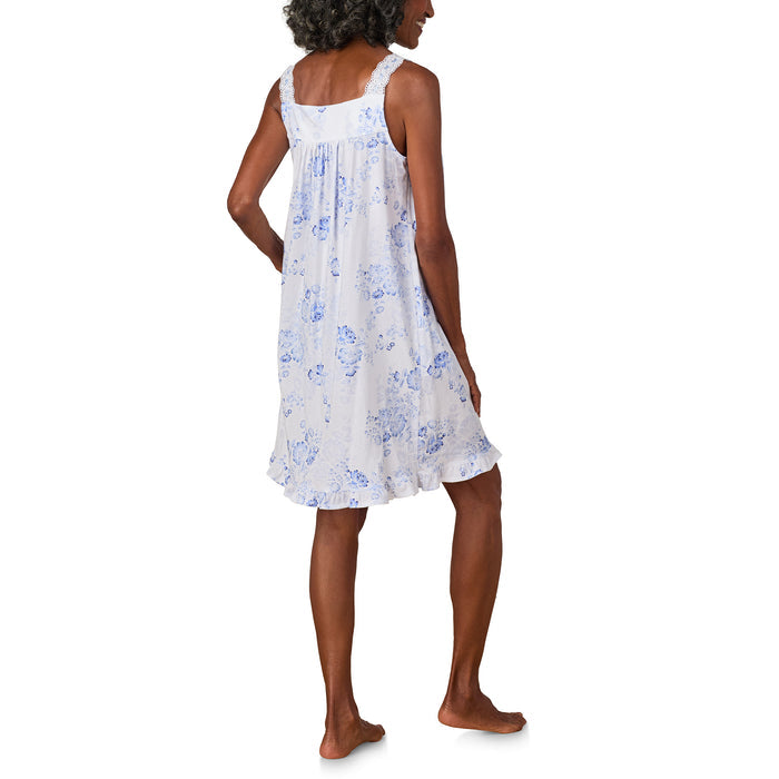 A lady wearing Blue Floral Cotton Jersey Chemise