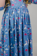 Blue Moon 3/4 Sleeve Pocket Twirl Dress-Mila & Rose ®
