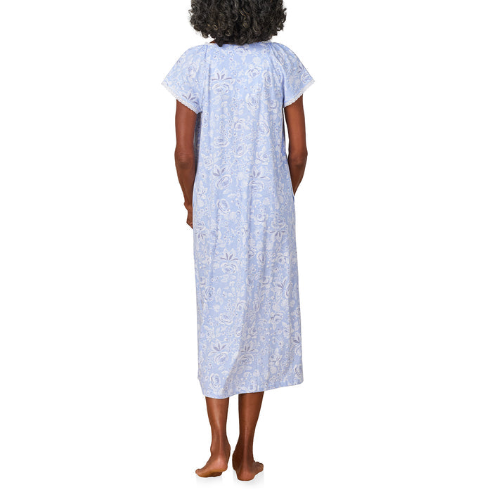 A lady wearing Blue Roses Cotton Jersey Nightgown