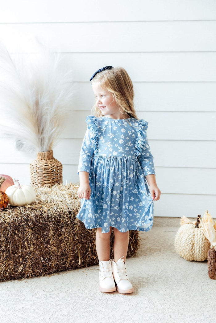 Bluebell 3/4 Sleeve Ruffle Twirl Dress-Mila & Rose ®