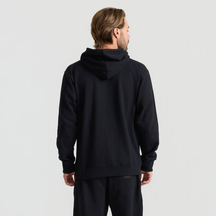 Black adventure hood designed for outdoor travel, featuring Roark's durable and practical style.
