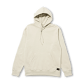 Cream-colored Bolo Fleece Hoodie displayed flat lay with drawstring hood, front kangaroo pocket, and small brand patch visible