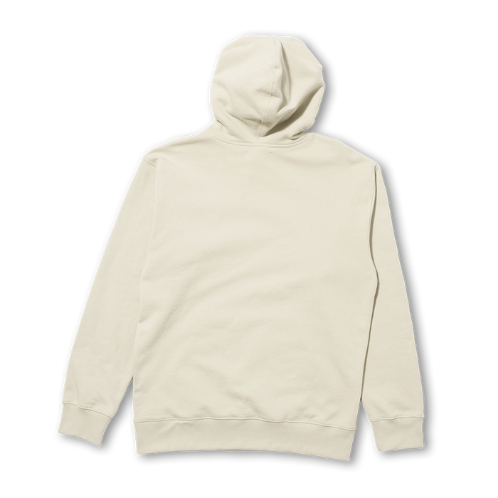 Cream-colored Bolo Fleece Hoodie displayed from back view showing hood and long sleeves on white background