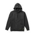 Close-up of a grey Roark hoodie featuring a hood and a front pocket, designed for adventure and outdoor activities.
