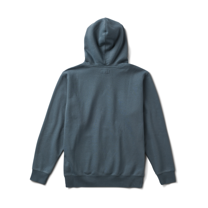 Detail of a versatile Roark hoodie featuring adjustable hood, long sleeves, and secure pockets, ideal for outdoor adventures and travel.