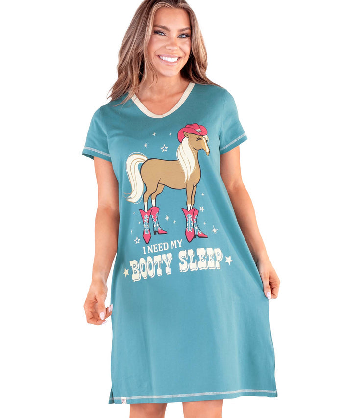 Booty Sleep Blue V-Neck Nightshirt: L/XL