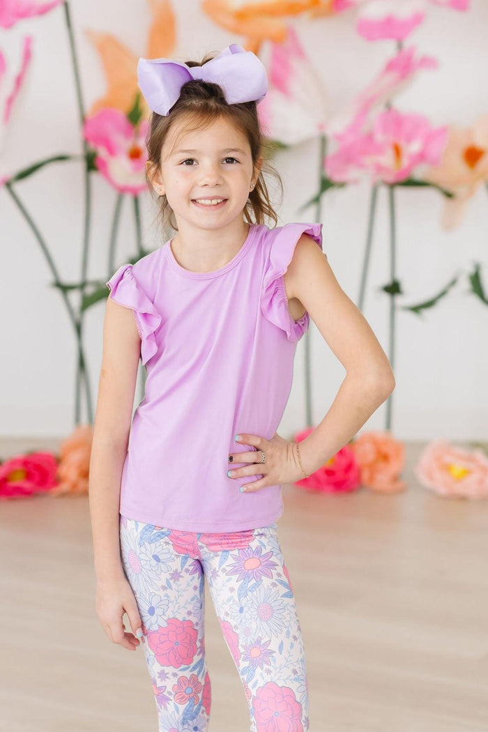Bright Lilac S/S Ruffle Tee-Mila & Rose ®