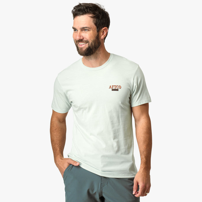 Seafoam Heather $Model is 6'0" 182lbs Size M$