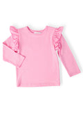 Bubblegum Pink L/S Ruffle Tee-Mila & Rose ®