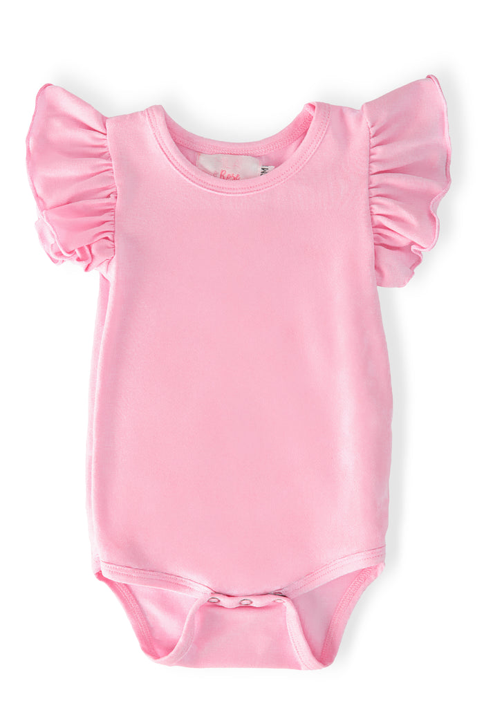 Bubblegum Pink S/S Flutter Bodysuit-Mila & Rose ®