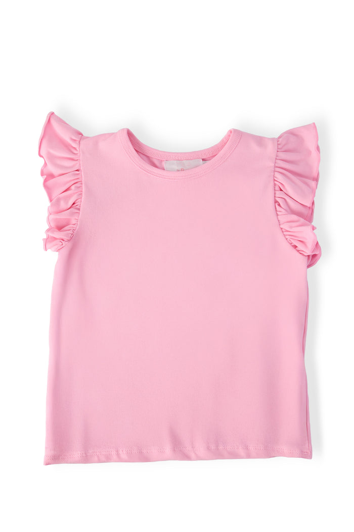 Bubblegum Pink S/S Ruffle Tee-Mila & Rose ®