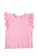 Bubblegum Pink S/S Ruffle Tee-Mila & Rose ®