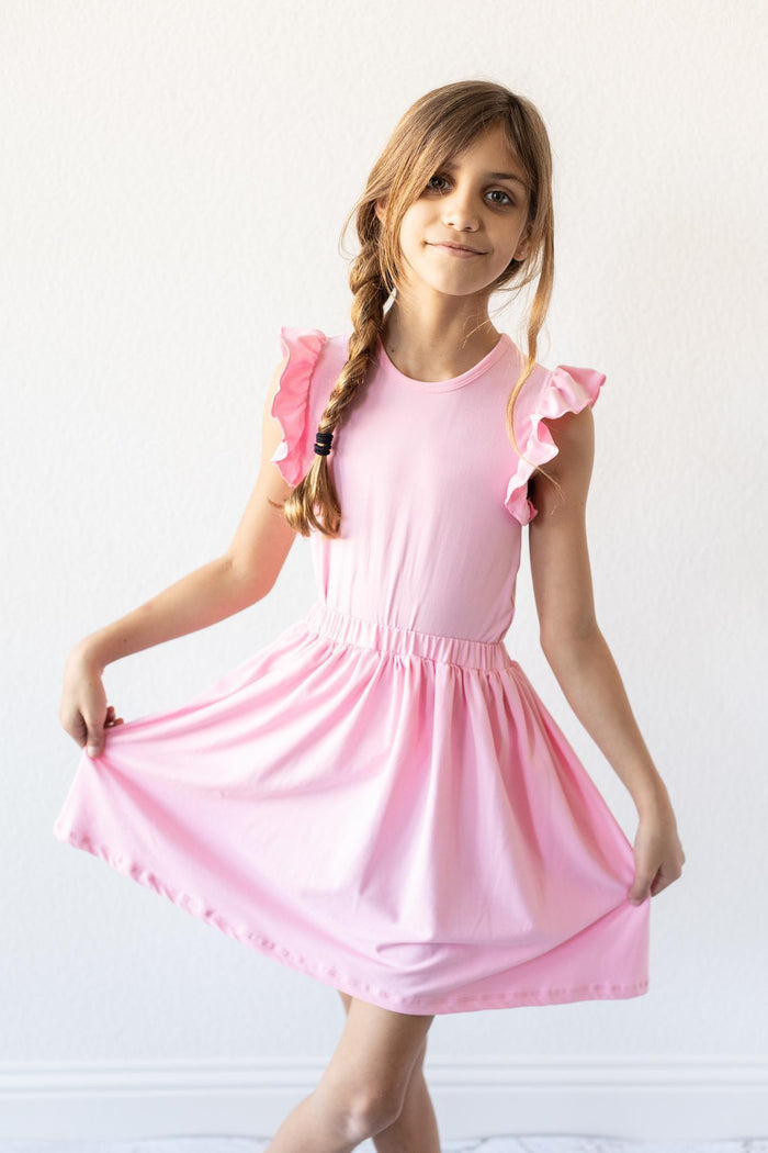 (V) Bubblegum Pink S/S Ruffle Tee-Mila & Rose ®