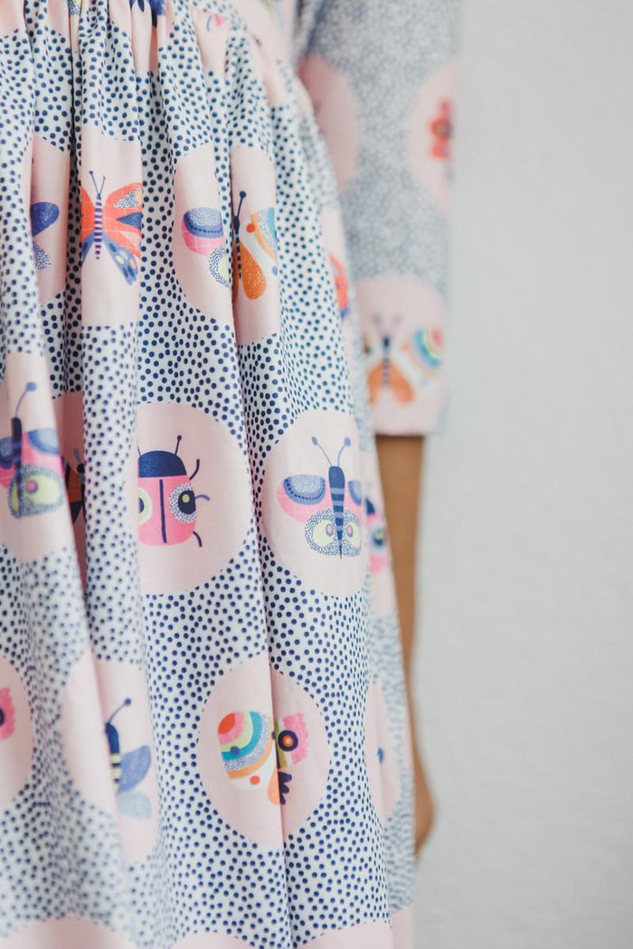 Butterfly Effect 3/4 Sleeve Pocket Twirl Dress-Mila & Rose ®