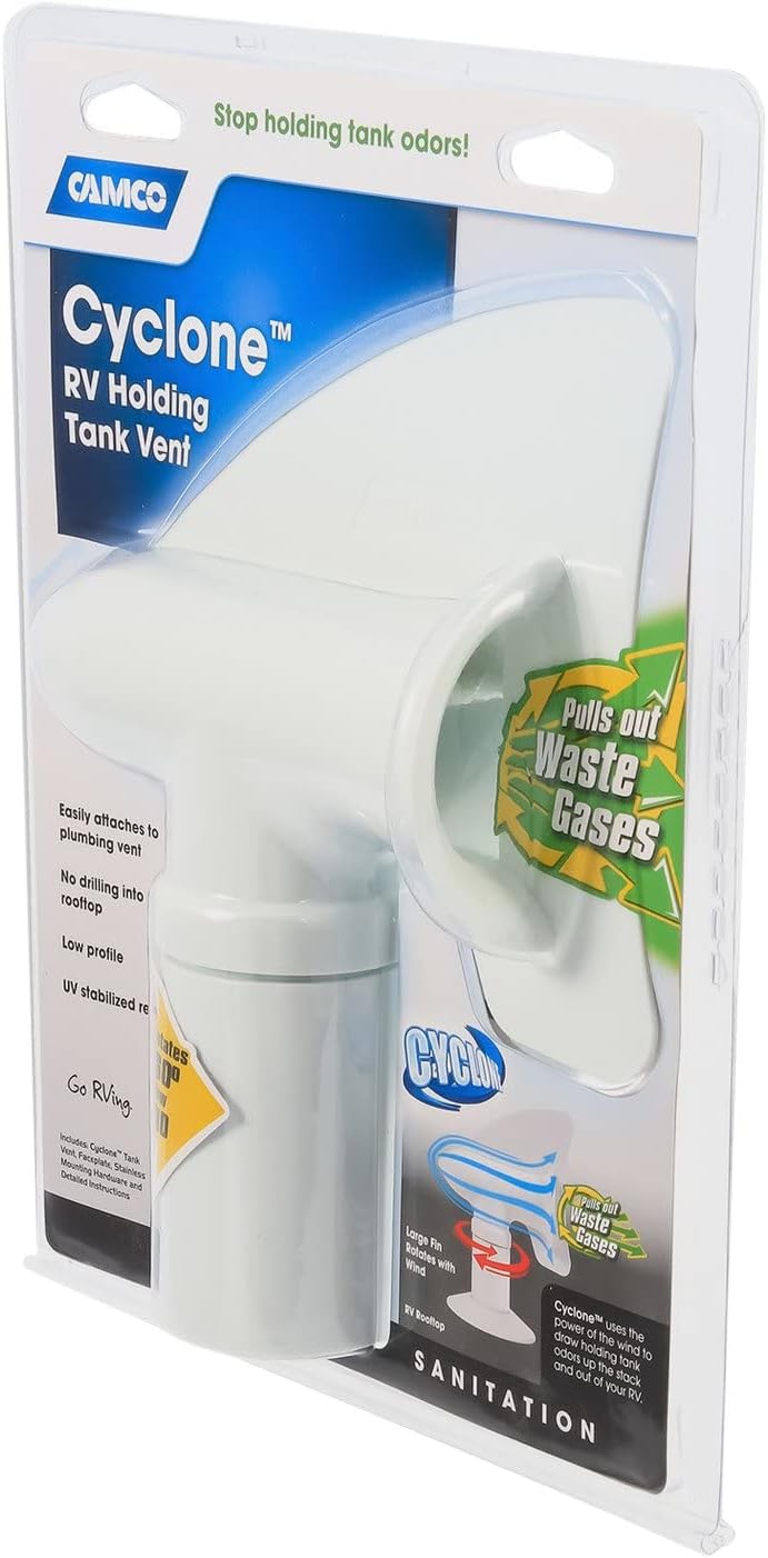 Camco Cyclone RV Holding Tank Vent 40595 - Retail Packaging Front View | United RV Parts