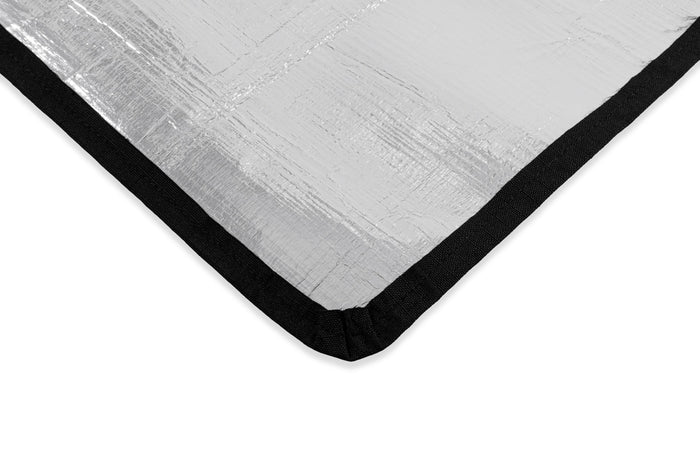 Silver Reflective Light Blocking Shade - Corner Detail View | United RV Parts