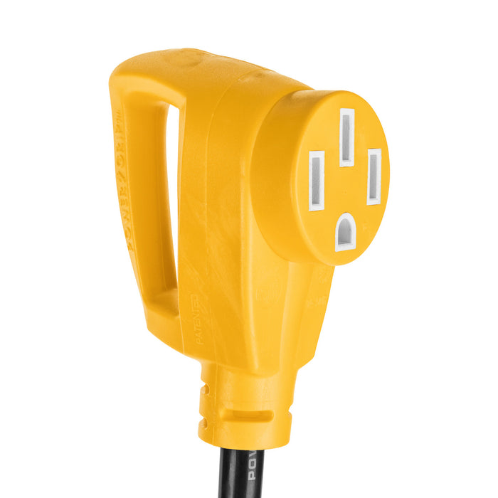 Yellow Power Grip RV Outlet Connector - Socket View | United RV Parts