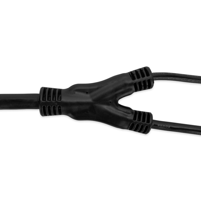 Black Y-Junction Cable Connector - Close-Up Detail View | United RV Parts