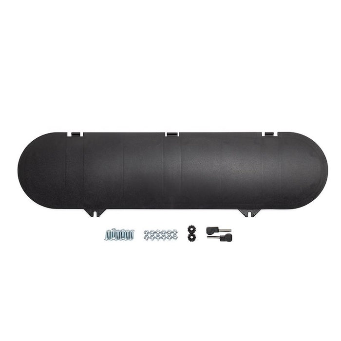 Black Camco Propane Tank Cover with Hardware Kit - Front View | United RV Parts