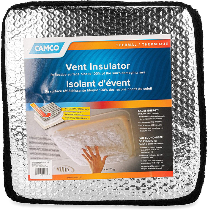 Camco Reflective Vent Insulator 45196 - Package View with Reflective Surface | United RV Parts